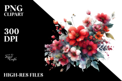 Watercolor Vibrant Red Flowers | Clipart Product Image 2