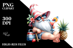 Gnome with Cocktail and Gigantic Lemon, PNG Product Image 2