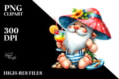 Humorous Gnome with Cocktail, Playful PNG Product Image 2
