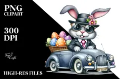 Goofy Bunny in Car with Sunglasses PNG Product Image 2