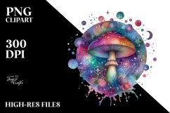 Magical Celestial Mushroom | Watercolor Clipart Product Image 3