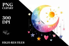 Simple Half Moon with Blood and Hearts PNG Product Image 2