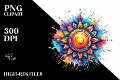 Colorful Watercolor Vibrant Sun | Sublimation | Clipart Product Image 1