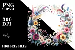 Vibrant Wildflowers Frame with Colorful Touch Clipart Product Image 3