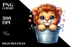 Baby Lion in Bucket PNG Product Image 3