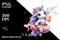Watercolor Baby Unicorn Tango Dancer PNG Product Image 1
