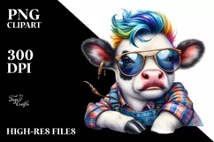 Cute Baby Cow Playing, High-Res PNG Product Image 1