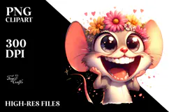 Goofy Cartoon Mouse with Flower Crown, High-Quality PNG Product Image 2