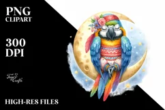 Vibrant Watercolor Boho Cute Baby Macaw Dressed for Summer Product Image 3