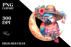 Vibrant Watercolor Boho Cute Baby Macaw Dressed for Summer Product Image 2