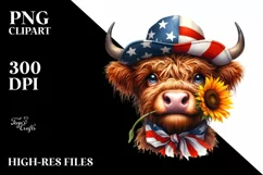Shy Highland Cow Portrait Sublimation Clipart Product Image 1