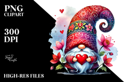 Detailed Valentines Gnome with Heart Sign, PNG Product Image 2