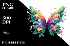 Abstract Butterfly with Plant Leaves, PNG Product Image 1