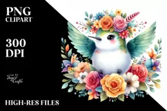 Hummingbird Flower Crown Sublimation Clipart Product Image 3
