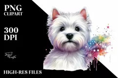 Watercolor Cute Vibrant West Highland White Terrier Clipart Product Image 1