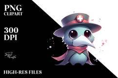 Cute Plague Doctor with Flower Crown PNG Product Image 2