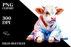 Baby Cow with Dojo Background PNG Product Image 3