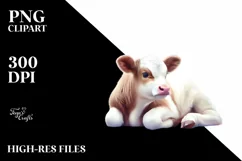 Colorful Pastel Image of Baby Cow with Dojo Background Product Image 1