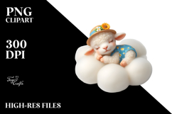 Baby Lamb Dressed for Summer Sleeping on Cloud Product Image 2