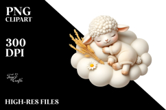 Baby Lamb Dressed for Summer Sleeping on Cloud Product Image 2