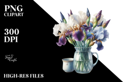 Watercolor Jar Iris White Background Product Image 2