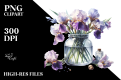 Watercolor Jar Iris White Background Product Image 2