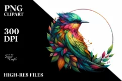 Abstract Bird with Plant Leaves, PNG Product Image 3