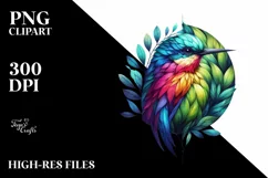 Abstract Bird with Plant Leaves, PNG Product Image 1