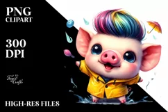 Excited Baby Pig Playing PNG Product Image 1