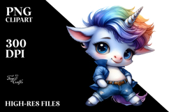 Cute Baby Unicorn with Jeans, High-Res PNG Product Image 2