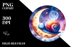Vibrant Watercolor Baby Snail Sleeping on Moon Product Image 2