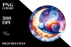 Vibrant Watercolor Baby Snail Sleeping on Moon Product Image 4