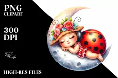 Vibrant Watercolor Whimsical Cute Baby Ladybug Dressed for Product Image 1