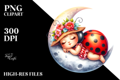 Vibrant Watercolor Whimsical Cute Baby Ladybug Dressed for Product Image 2