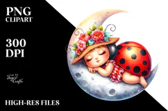 Vibrant Watercolor Whimsical Cute Baby Ladybug Dressed for Product Image 2