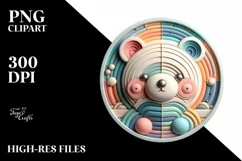 Colorful Bear Round Ornmaent PNG Product Image 2