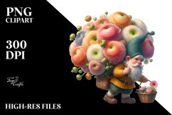 Small Gnome Lobelia Bouquet | Sublimation | Clipart Product Image 1