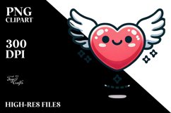 Simple Cartoon Heart Wings PNG Product Image 2
