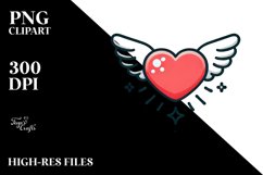 Simple Cartoon Heart Wings PNG Product Image 2