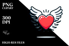 Simple Cartoon Heart Wings PNG Product Image 2