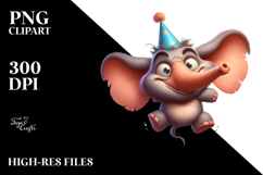 Exaggerated Elephant with Party Hat PNG Product Image 2