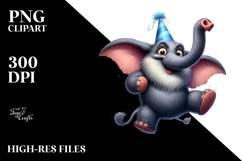 Exaggerated Elephant with Party Hat PNG Product Image 2