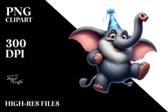 Exaggerated Elephant with Party Hat PNG Product Image 2