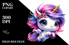 Vibrant Drawing of Baby Unicorn PNG Product Image 2
