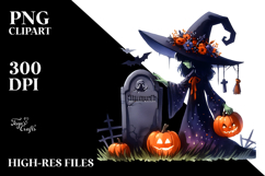 Vibrant Witch Drawing Halloween Clipart Product Image 2