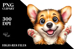 Crazy Pembroke Welsh Corgi Watercolor Clipart Product Image 2