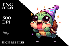 Cartoony Turtle with Party Hat Vector Art Product Image 2