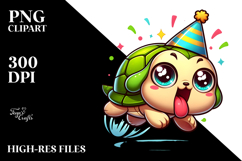 Cartoony Turtle with Party Hat Vector Art Product Image 2