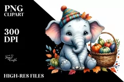 Quirky Colorful Elephant Basket Watercolor Product Image 3