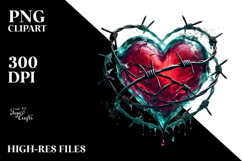 Heart with Barbwire Digital Painting, PNG Product Image 2